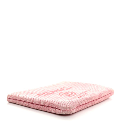 Chanel Woven Straw Raffia Small Deauville Pouch Pink 4 of 7