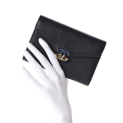 Chanel Caviar Quilted Medium CC Box Flap Wallet Black Navy 2 of 7