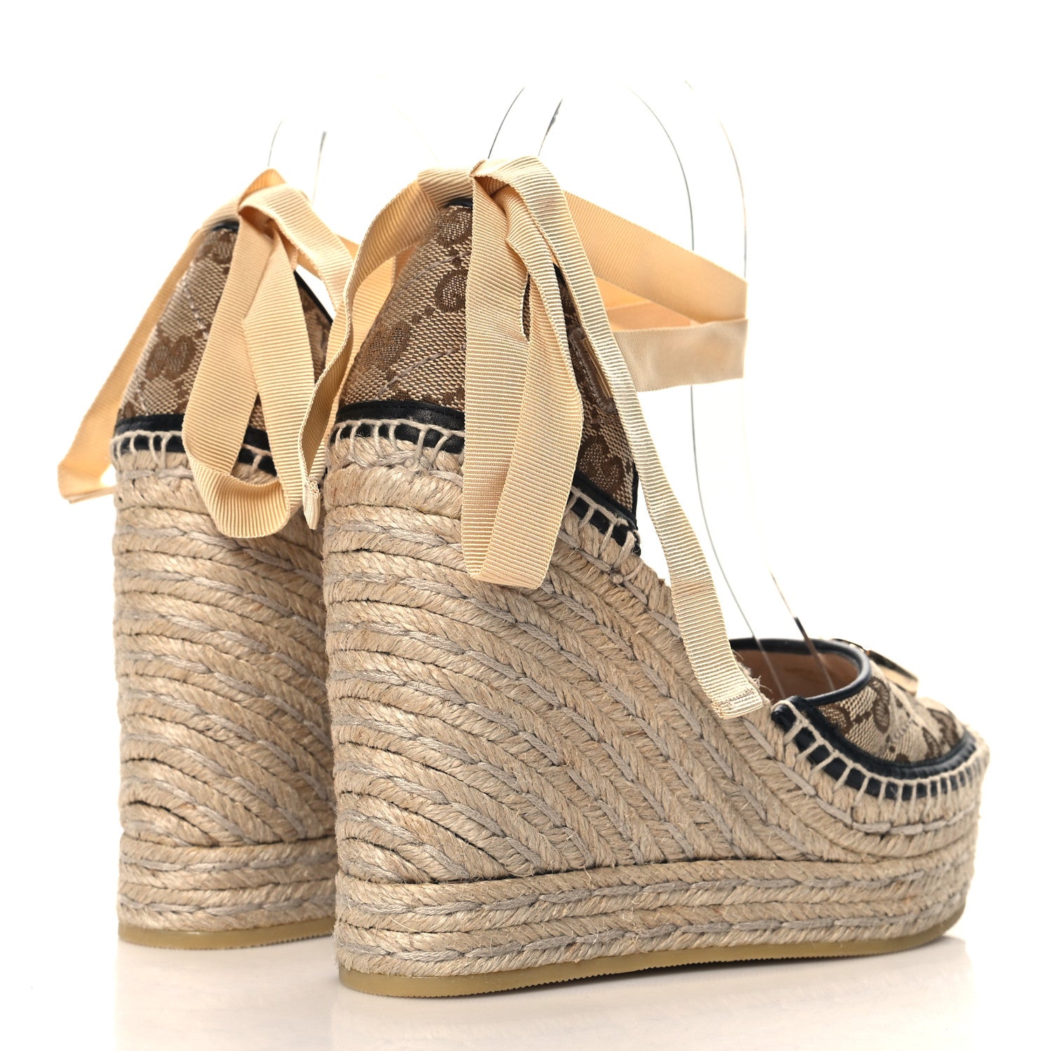Gucci Monogram Matelasse GG Marmont Ankle Wrap Platform 35/120mm Espadrille Wedges 35.5  35.5 Beige Ebony Black Sand Storm 5 of 10