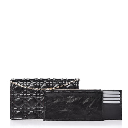 Christian Dior Crinkled Patent Cannage Lady Dior Clutch Black 9 of 10