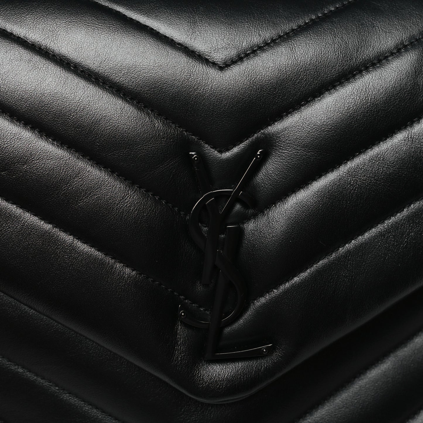 Calfskin Y Quilted Monogram Monochrome Medium Loulou Chain Satchel Black
