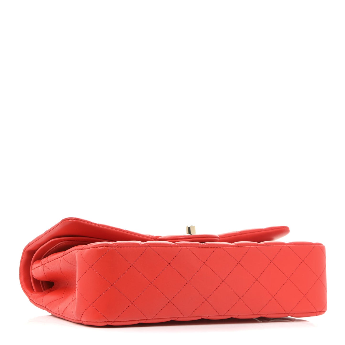 Lambskin Quilted Medium Double Flap Red