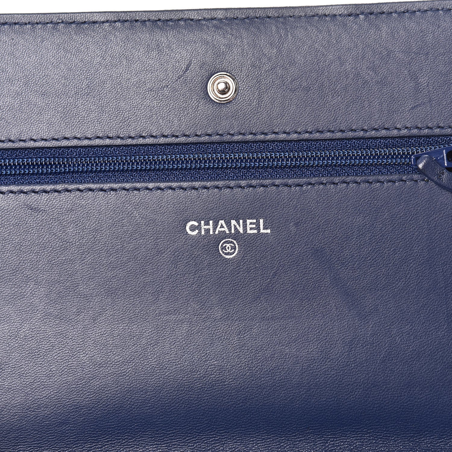 Chanel Lambskin Quilted Wallet On Chain WOC Navy Black 8 of 14