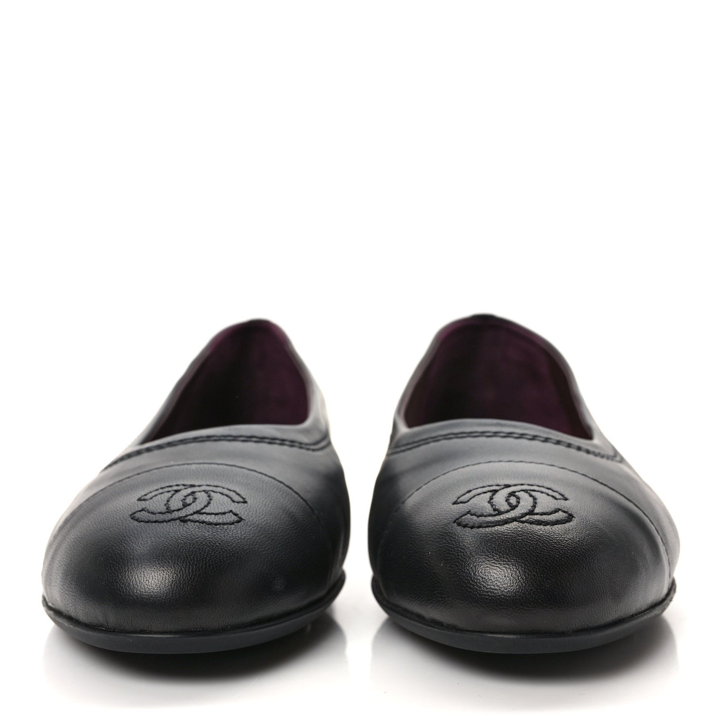 Lambskin Cap Toe CC Ballerina Flats 40.5 Black