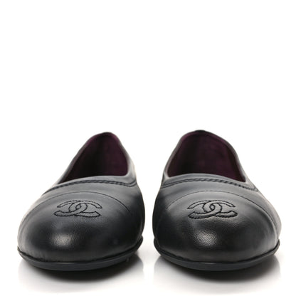 Chanel Lambskin Cap Toe CC Ballerina Flats 40.5 Black 2 of 9
