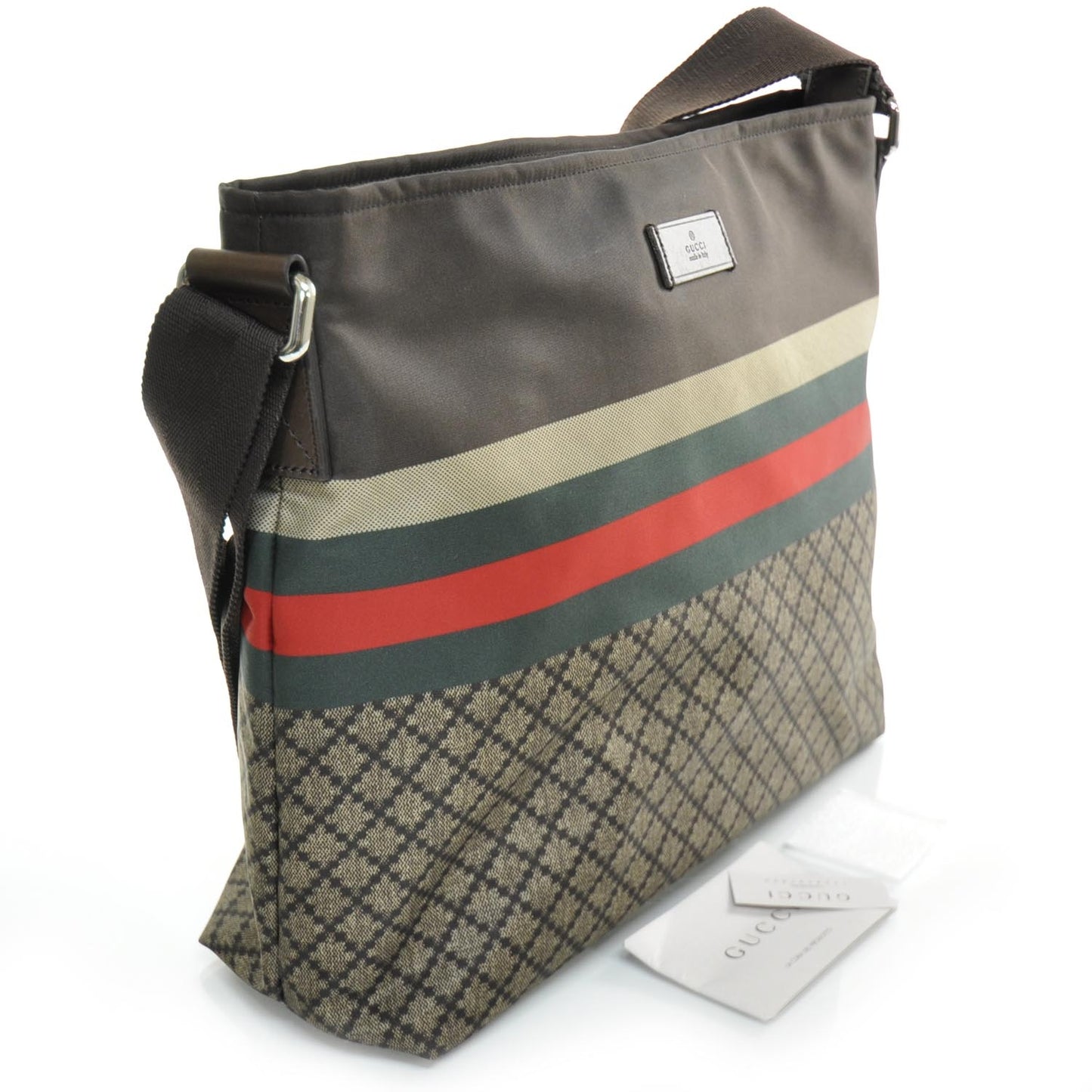 Nylon Diamante Medium Flat Messenger Bag Navy