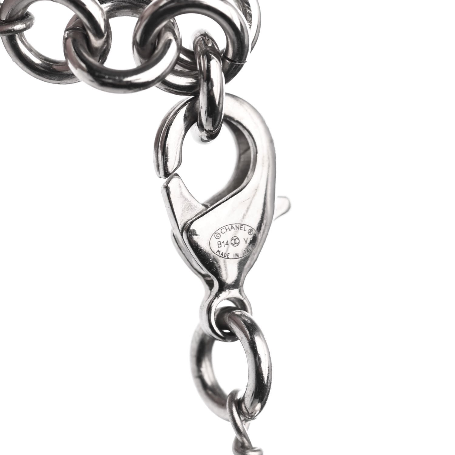Chanel Crystal Pearl CC Long Necklace Silver 4 of 4