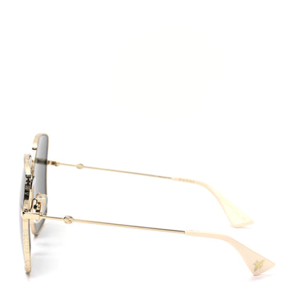 Gucci Metal Rectangular Guccify Frame Sunglasses GG0414S Gold 3 of 7