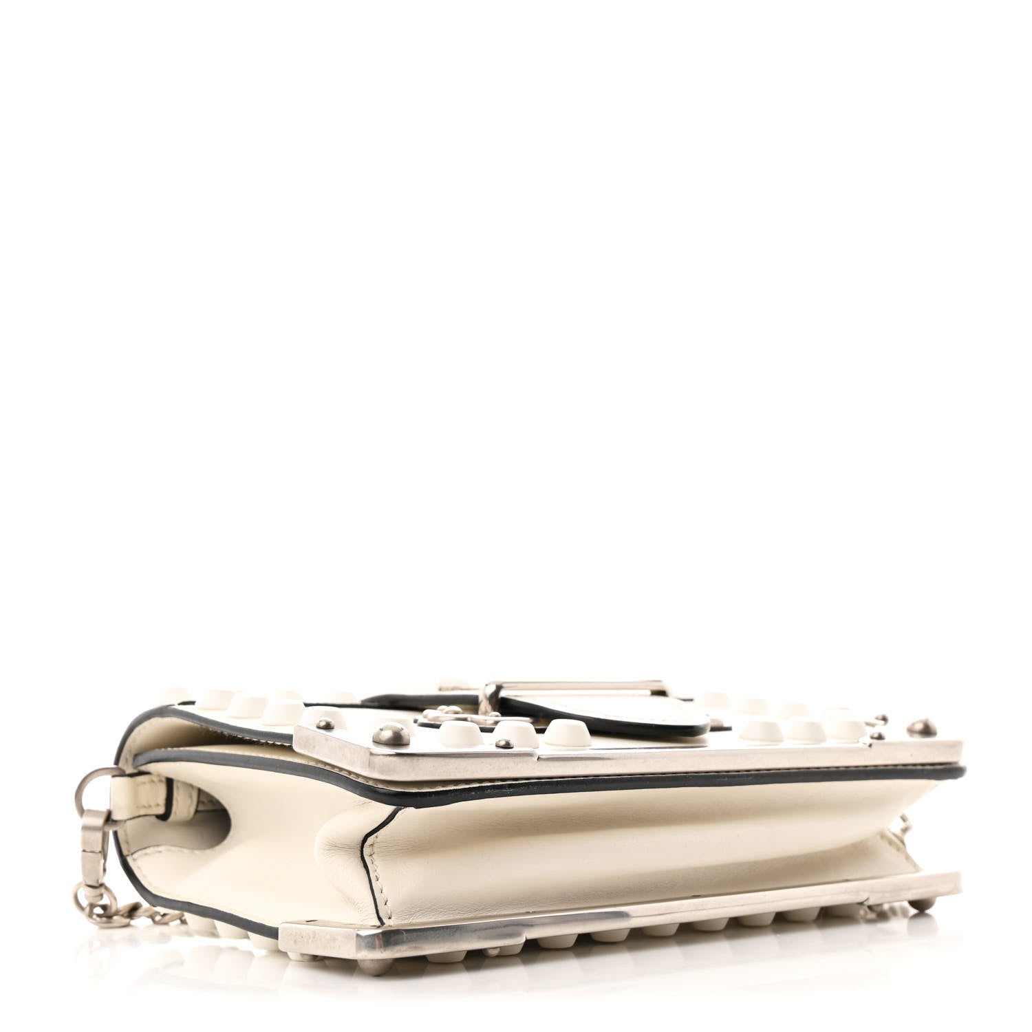 Prada City Calfskin Saffiano Studded Cahier Bag White 4 of 10