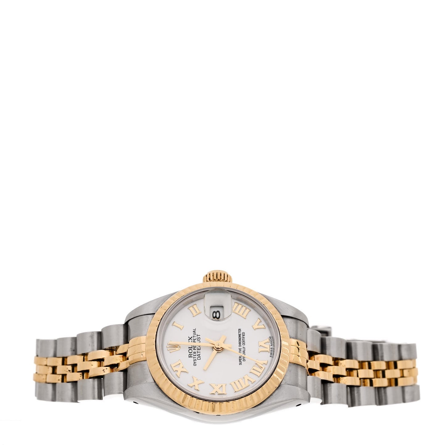 Stainless Steel 18K Yellow Gold 26mm Oyster Perpetual Datejust Watch White Roman 69173