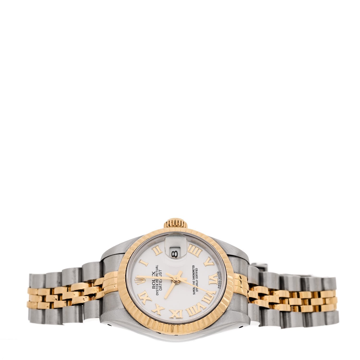 Rolex Stainless Steel 18K Yellow Gold 26mm Oyster Perpetual Datejust Watch White Roman 69173 2 of 4
