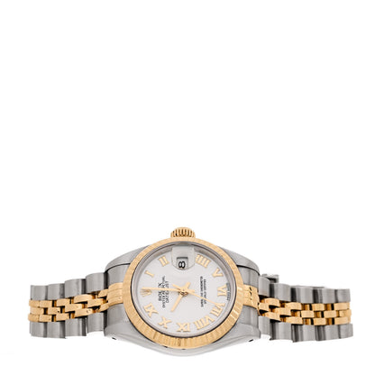 Rolex Stainless Steel 18K Yellow Gold 26mm Oyster Perpetual Datejust Watch White Roman 69173 2 of 4