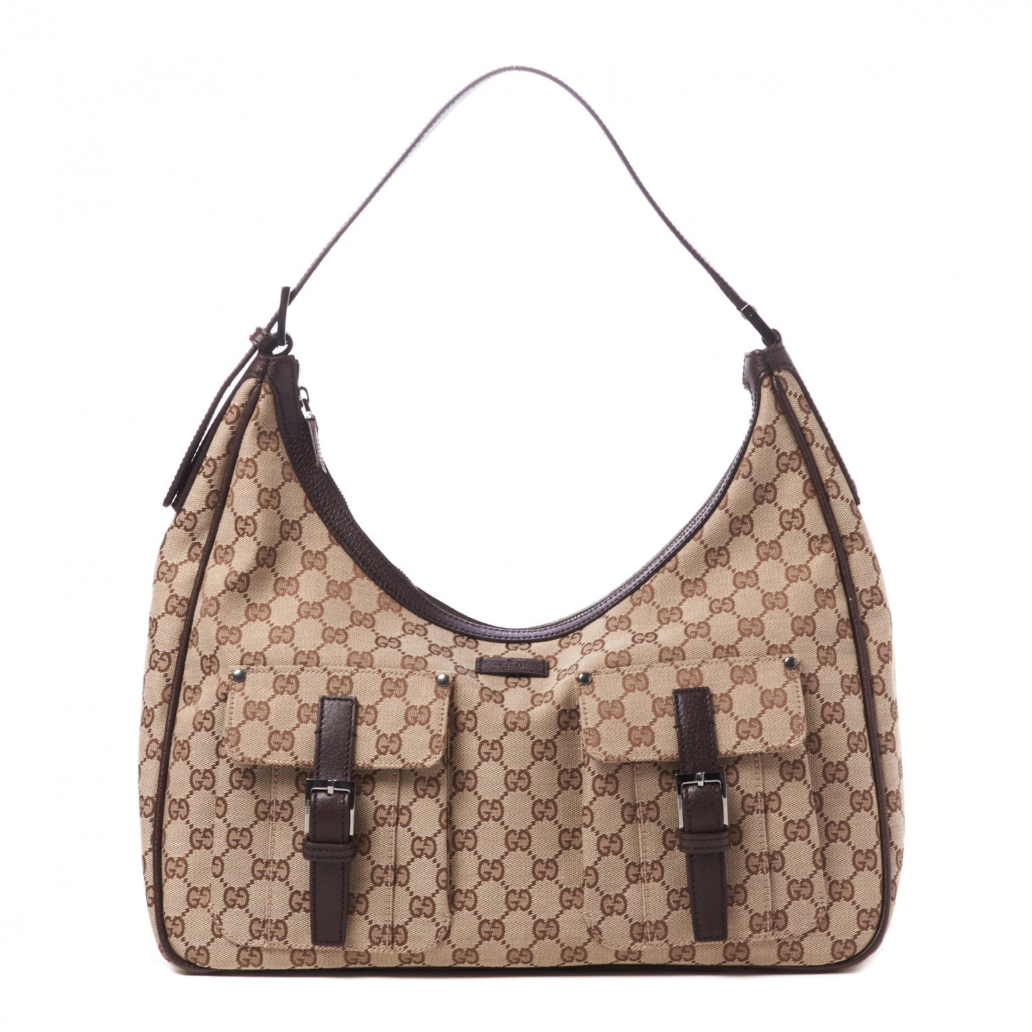 Gucci Monogram Front Pocket Hobo Dark Brown 1 of 9