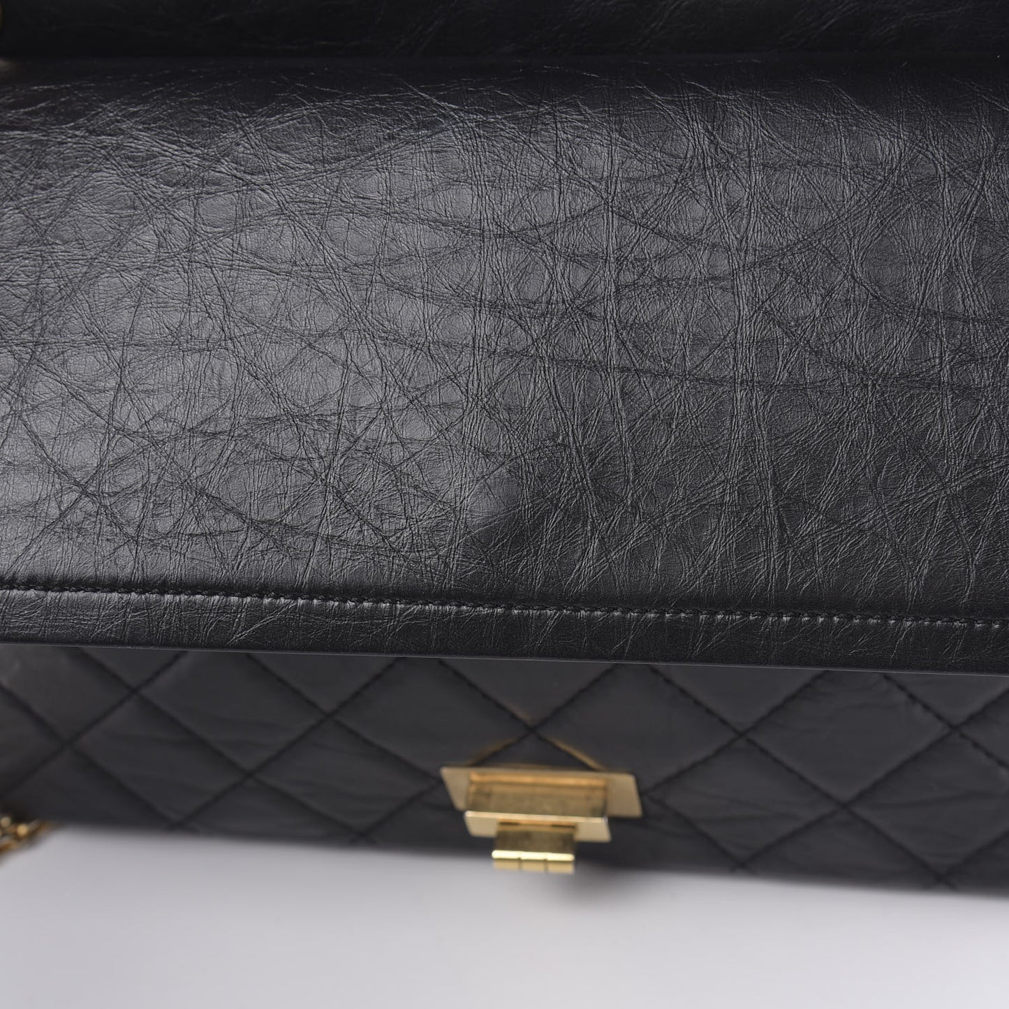 Aged Calfskin Quilted 2.55 Reissue 227 Flap Black