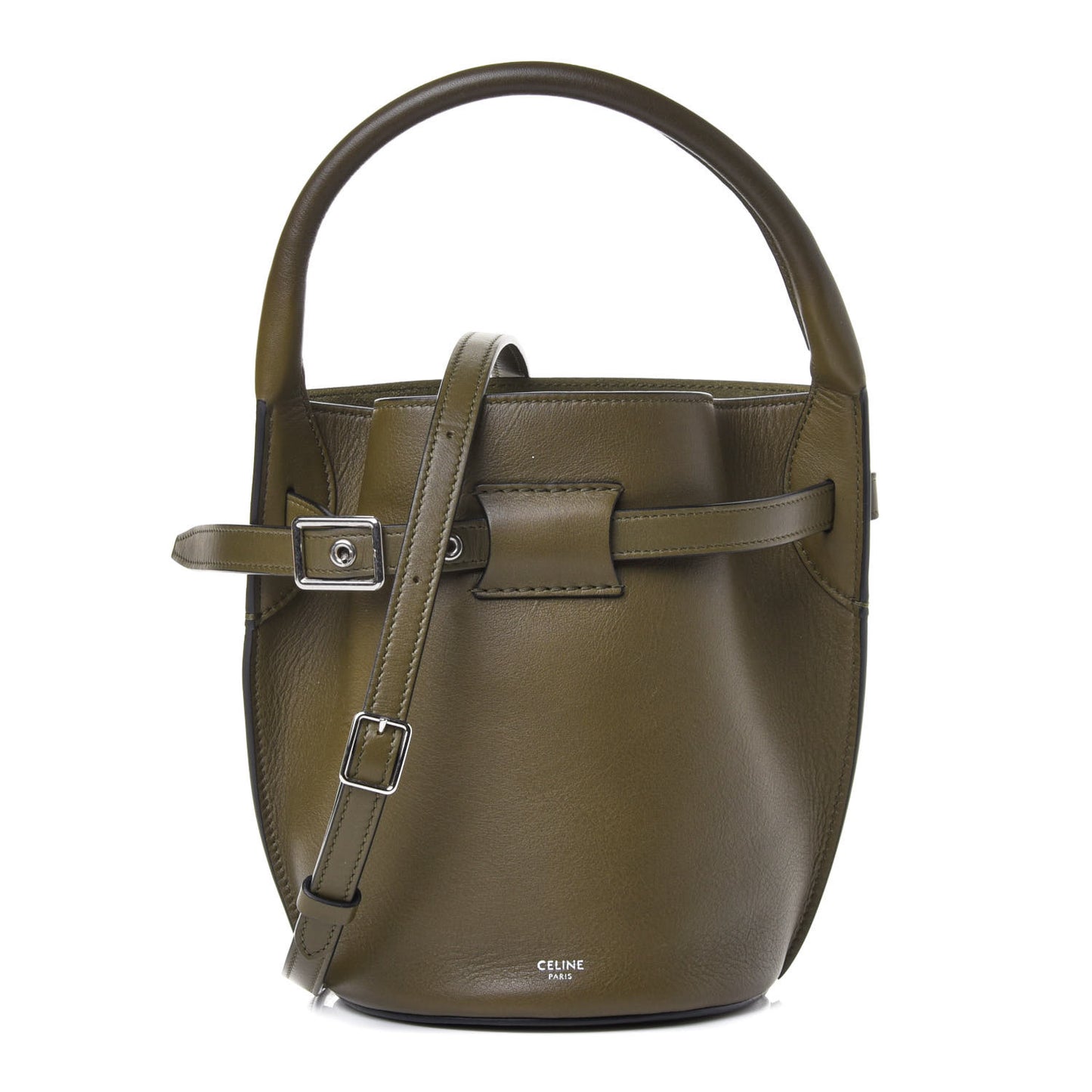 Smooth Calfskin Nano Big Bag Bucket Army Green