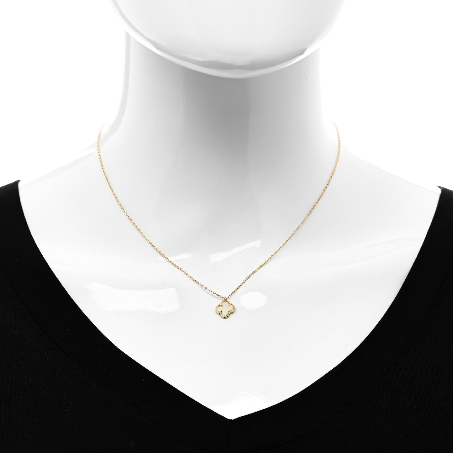 18K Yellow Gold Mother of Pearl Sweet Alhambra Pendant Necklace
