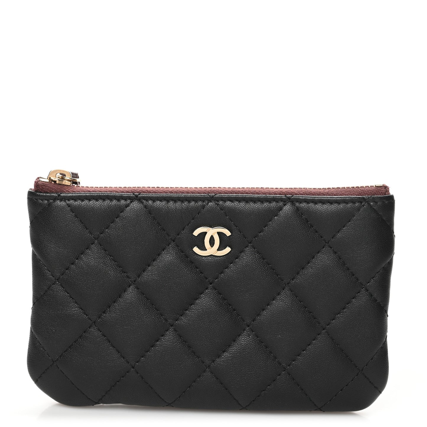 Lambskin Quilted Small Cosmetic Case Black