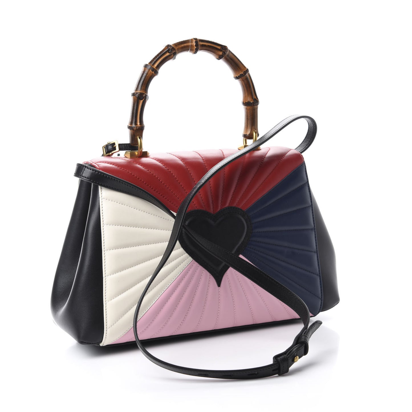 Calfskin Bamboo Trapuntata Queen Margaret Top Handle Bag Blue Agata Hibiscus Red Mystic White Sugar Pink