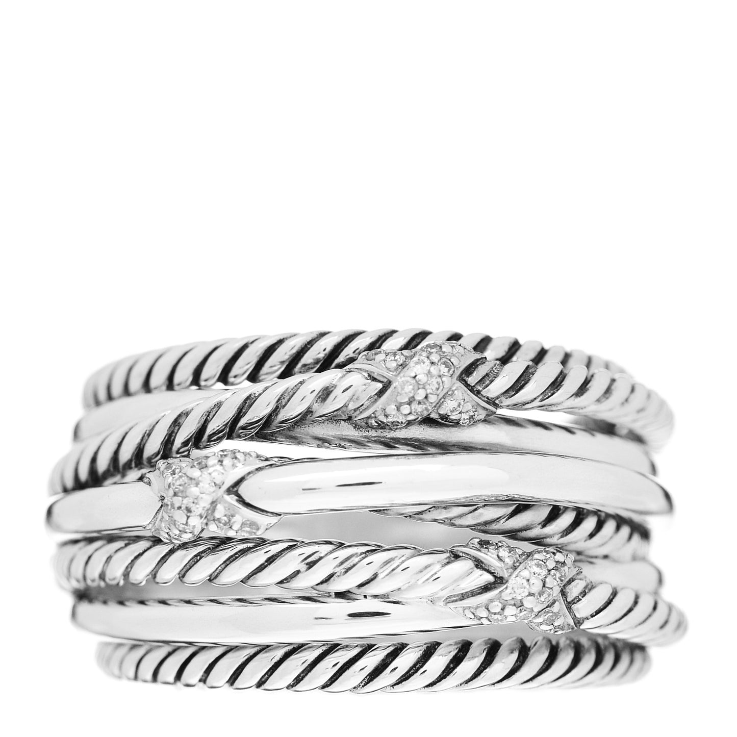 Sterling Silver Diamond Triple X Crossover Ring 57 8