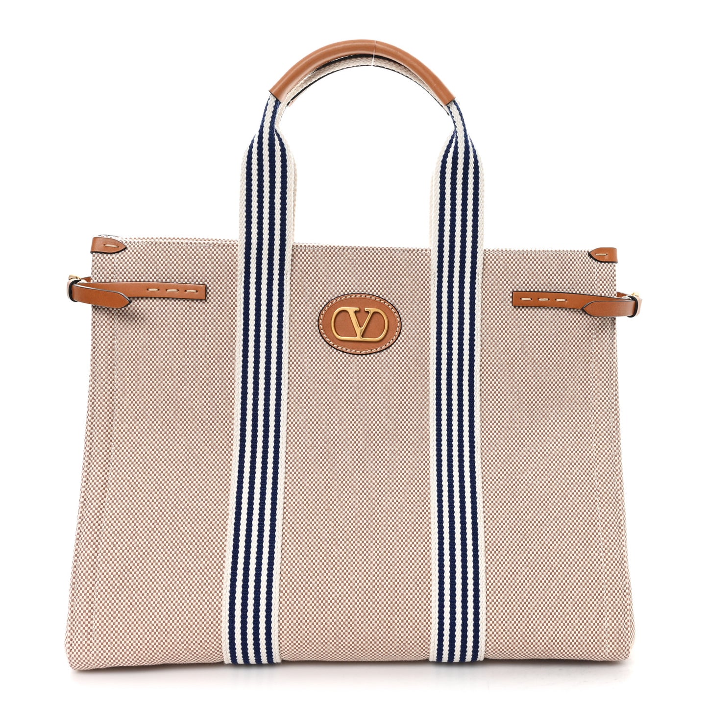 Jacquard Canvas Vlogo Antibes Shopping Bag Natural Multicolor