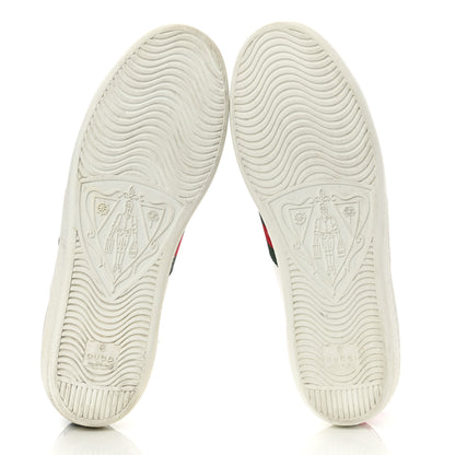 Gucci Calfskin Ayers Bee Embroidered Womens Ace Sneakers 38.5 White Green 6 of 11