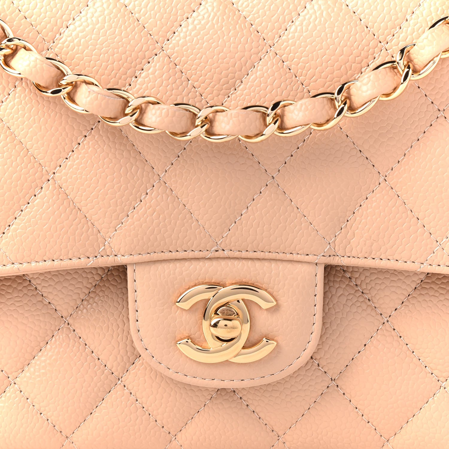 Chanel Caviar Quilted Medium Double Flap Light Beige 8 of 9
