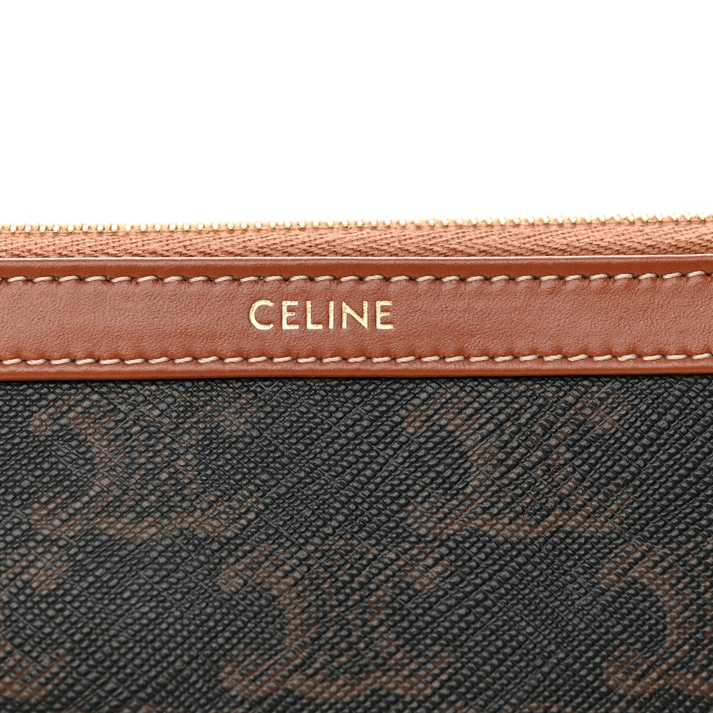 Triomphe Canvas Calfskin Medium Cosmetic Pouch Tan