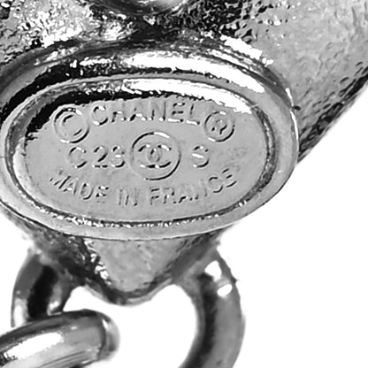 Chanel Crystal CC Heart Drop Earrings Gold Silver 4 of 4