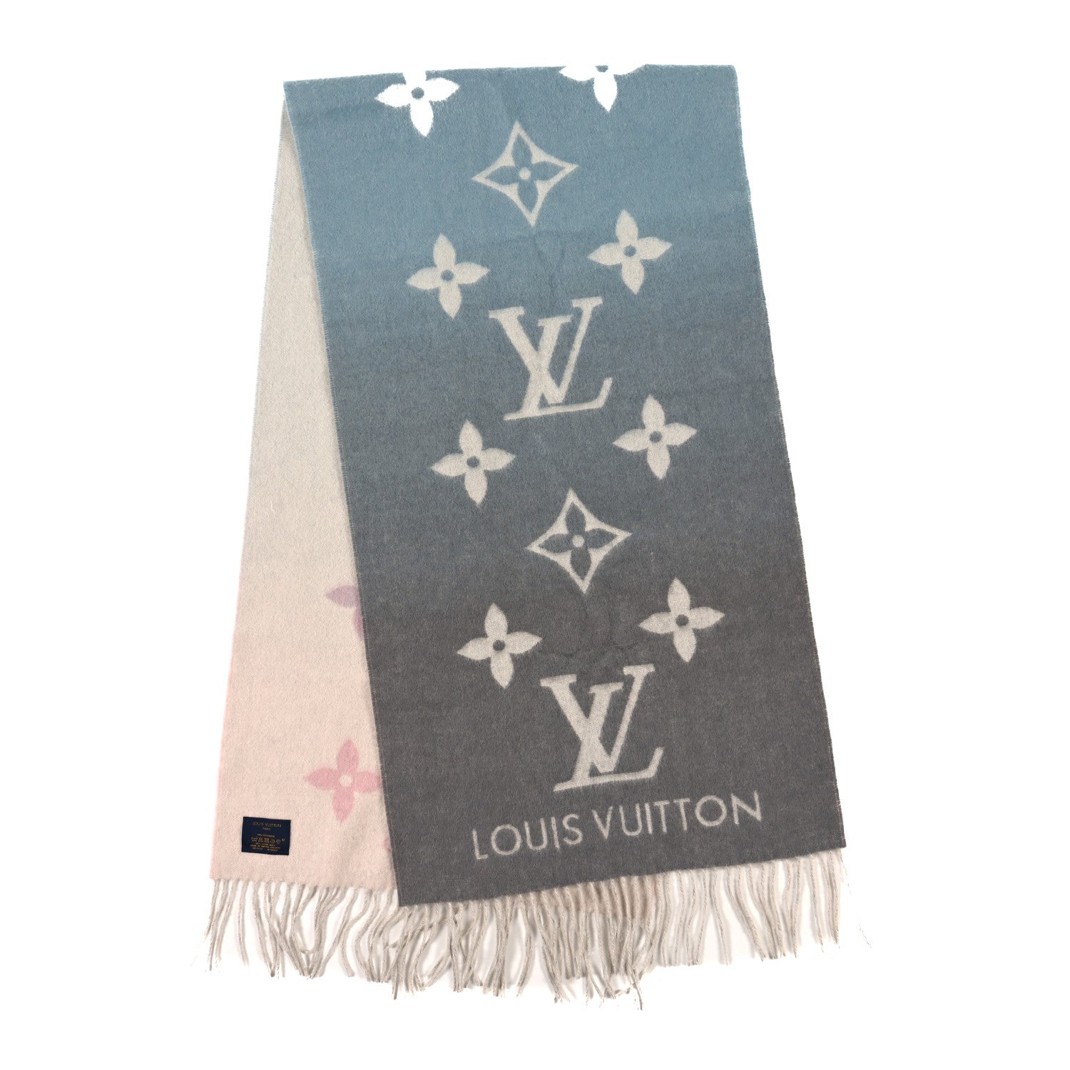 Louis Vuitton Cashmere Monogram Reykjavik Scarf Bleu Rose 2 of 3