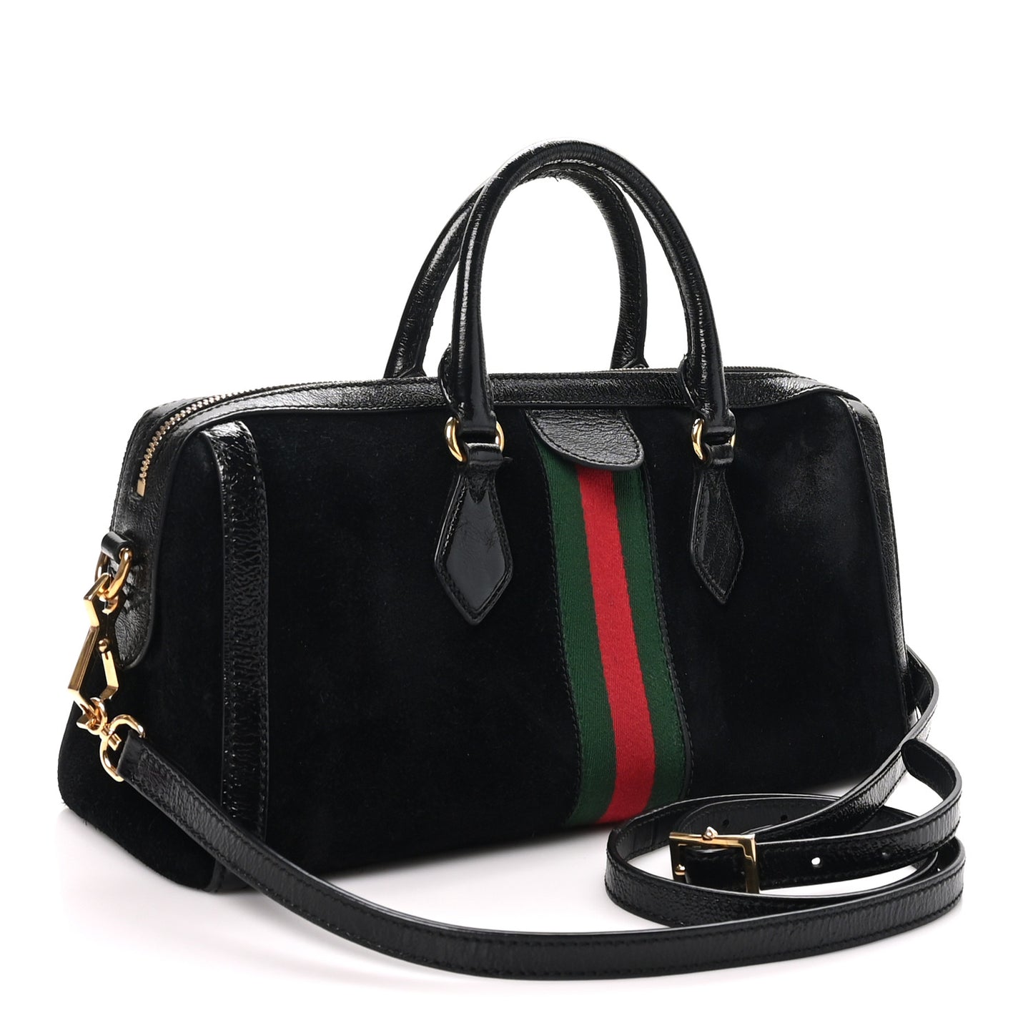 Suede Patent GG Web Medium Ophidia Boston Black