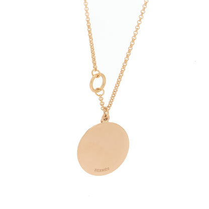 Hermes 18K Rose Gold Diamond MM Ex-Libris Pendant Necklace 5 of 5