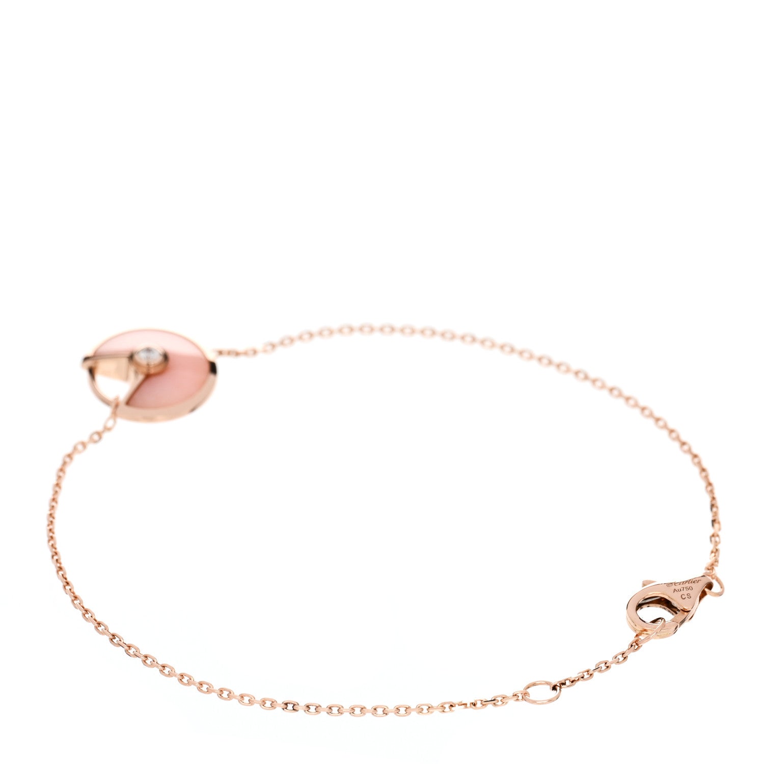 Cartier 18K Pink Gold Diamond Pink Opal Amulette de Cartier Bracelet 2 of 3