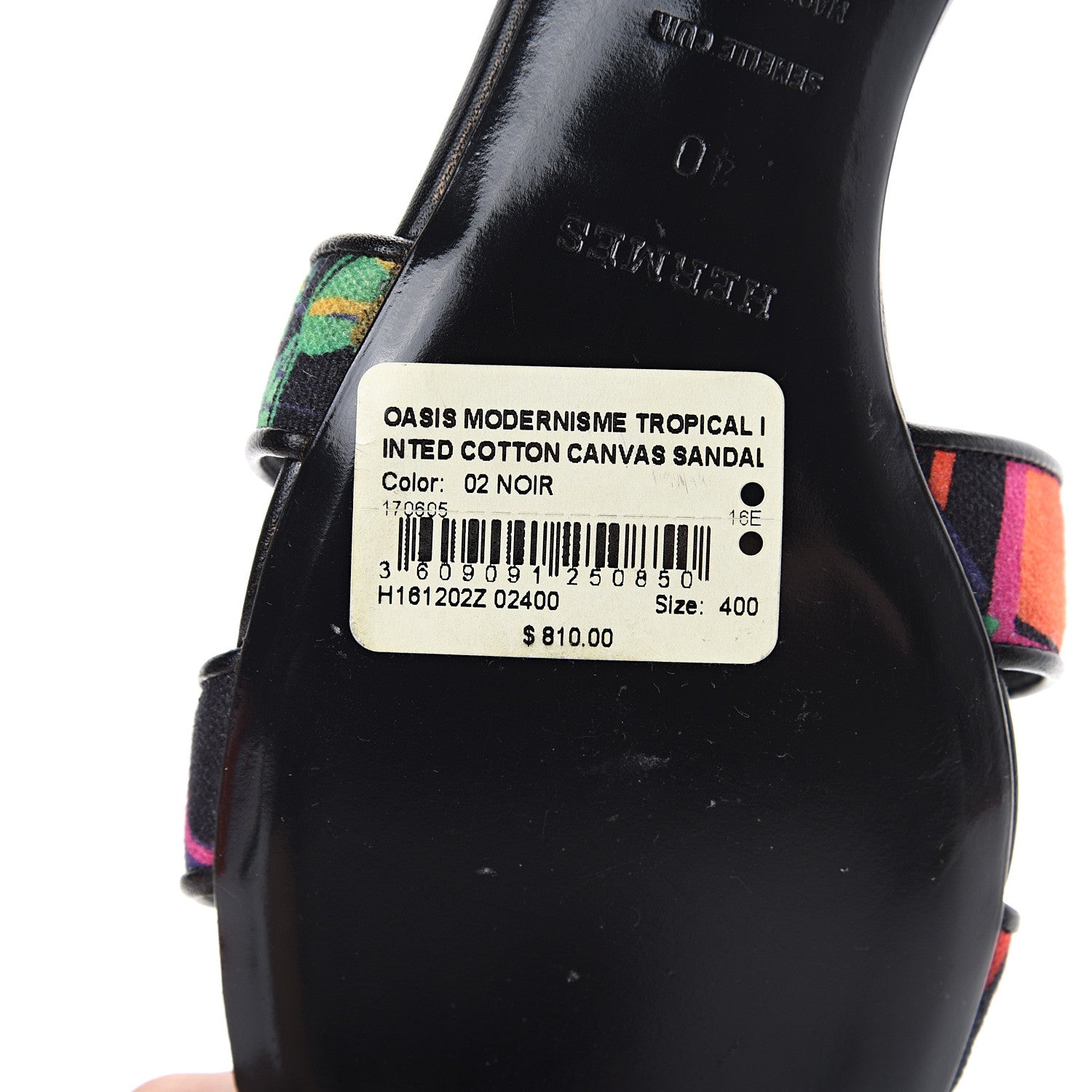 Hermes Cotton Canvas Tropical Modernisme Oasis Sandals 40 Black 8 of 11