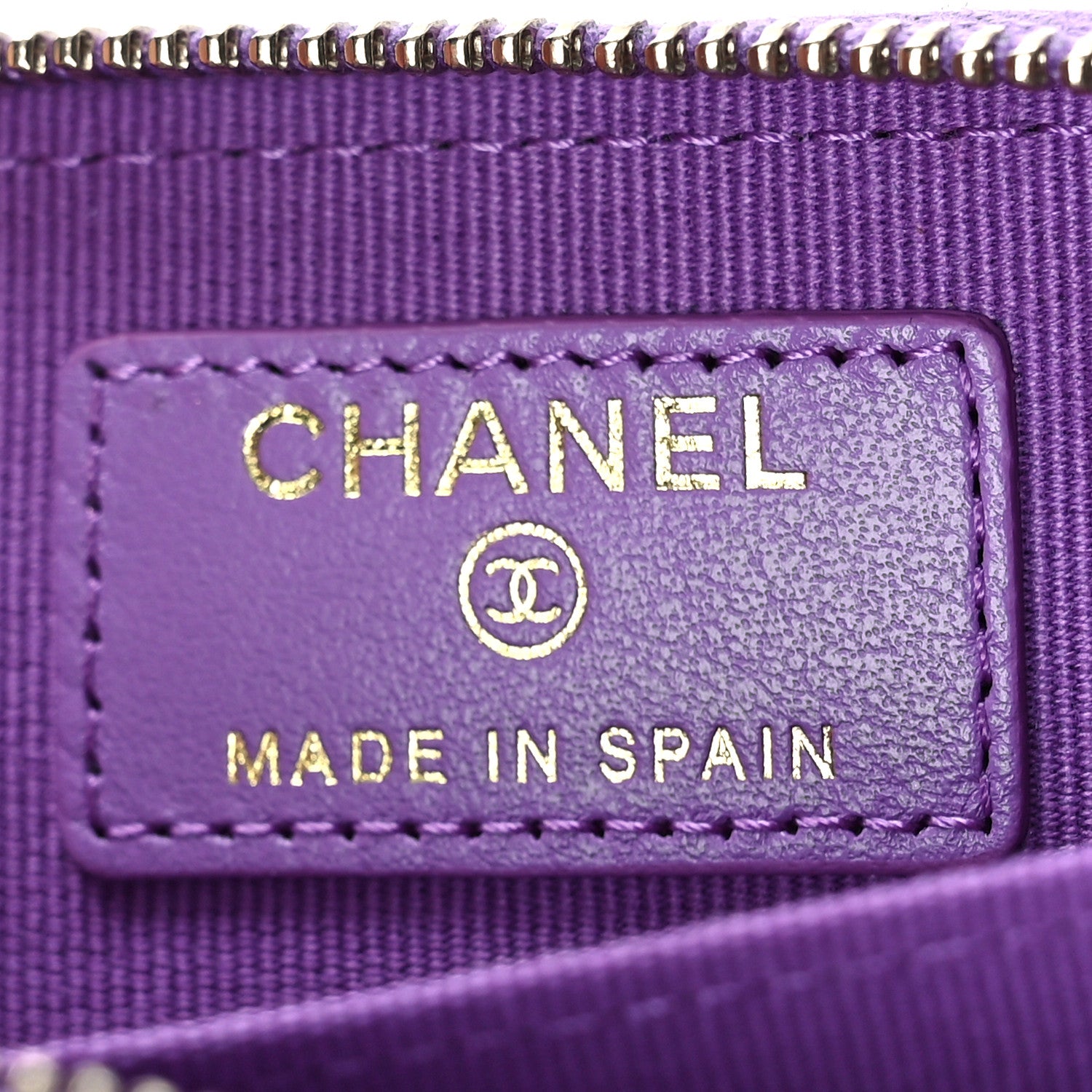 Chanel Caviar Quilted Zip Around Coin Purse Wallet Purple 6 of 11