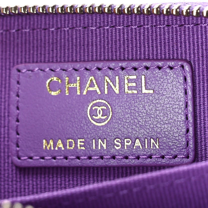 Chanel Caviar Quilted Zip Around Coin Purse Wallet Purple 6 of 11