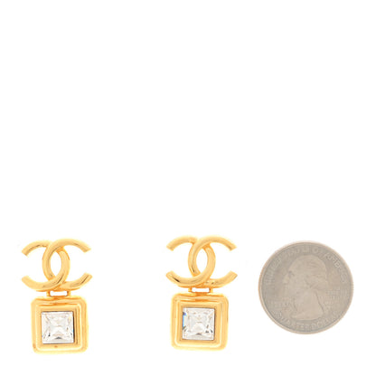 Chanel Large Crystal CC Drop Earrings Gold 2 of 5