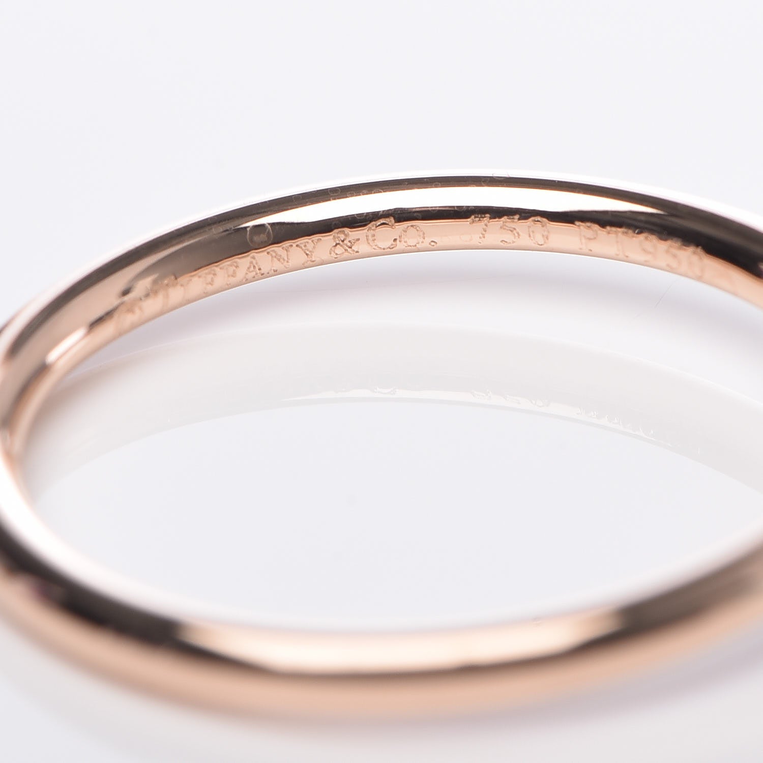 Tiffany 18K Rose Gold Platinum Diamond .16ct Bezet Ring 49 4.75 4 of 6