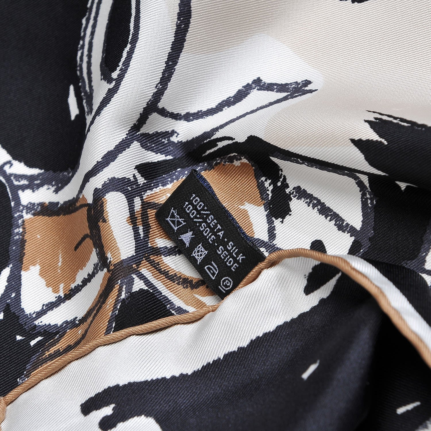 Chanel Silk CC Paris Scarf Black Beige 5 of 5