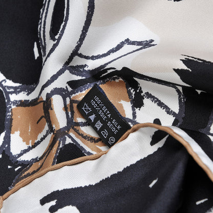 Chanel Silk CC Paris Scarf Black Beige 5 of 5