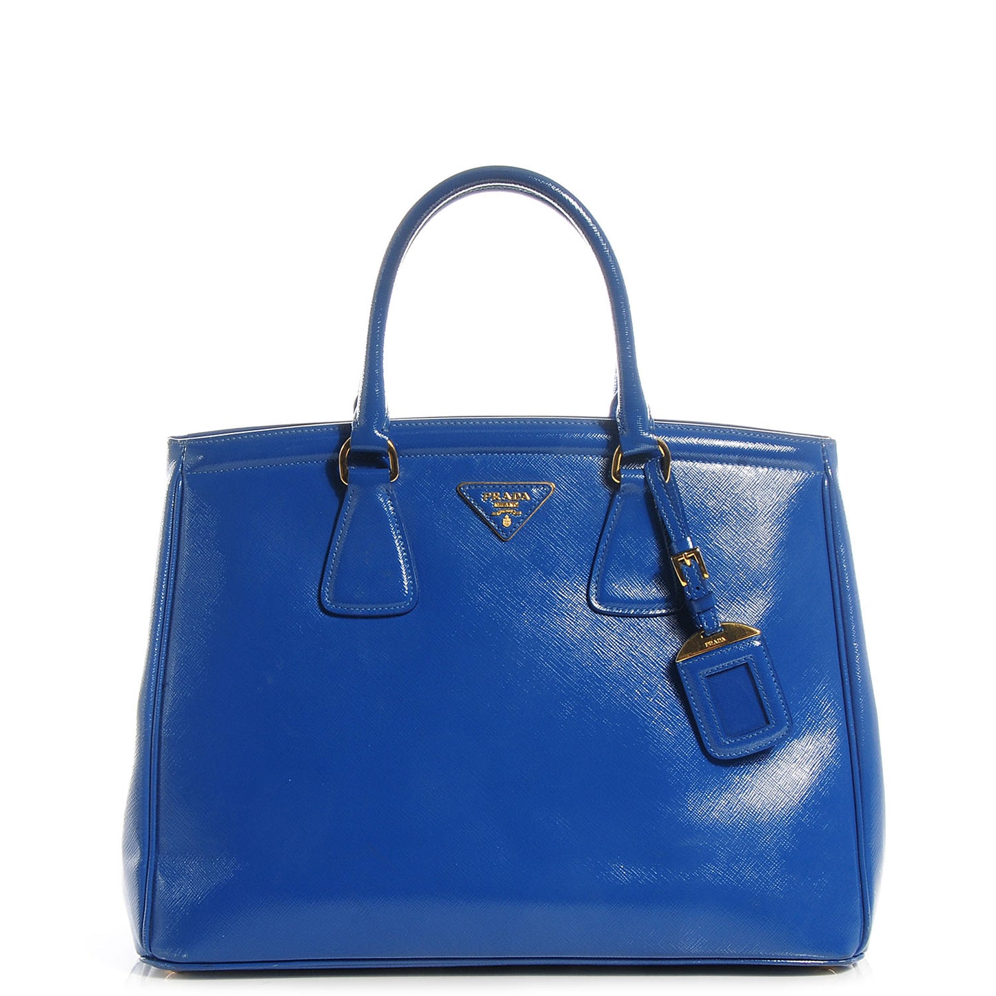 Saffiano Vernice Shopping Tote Azzurro