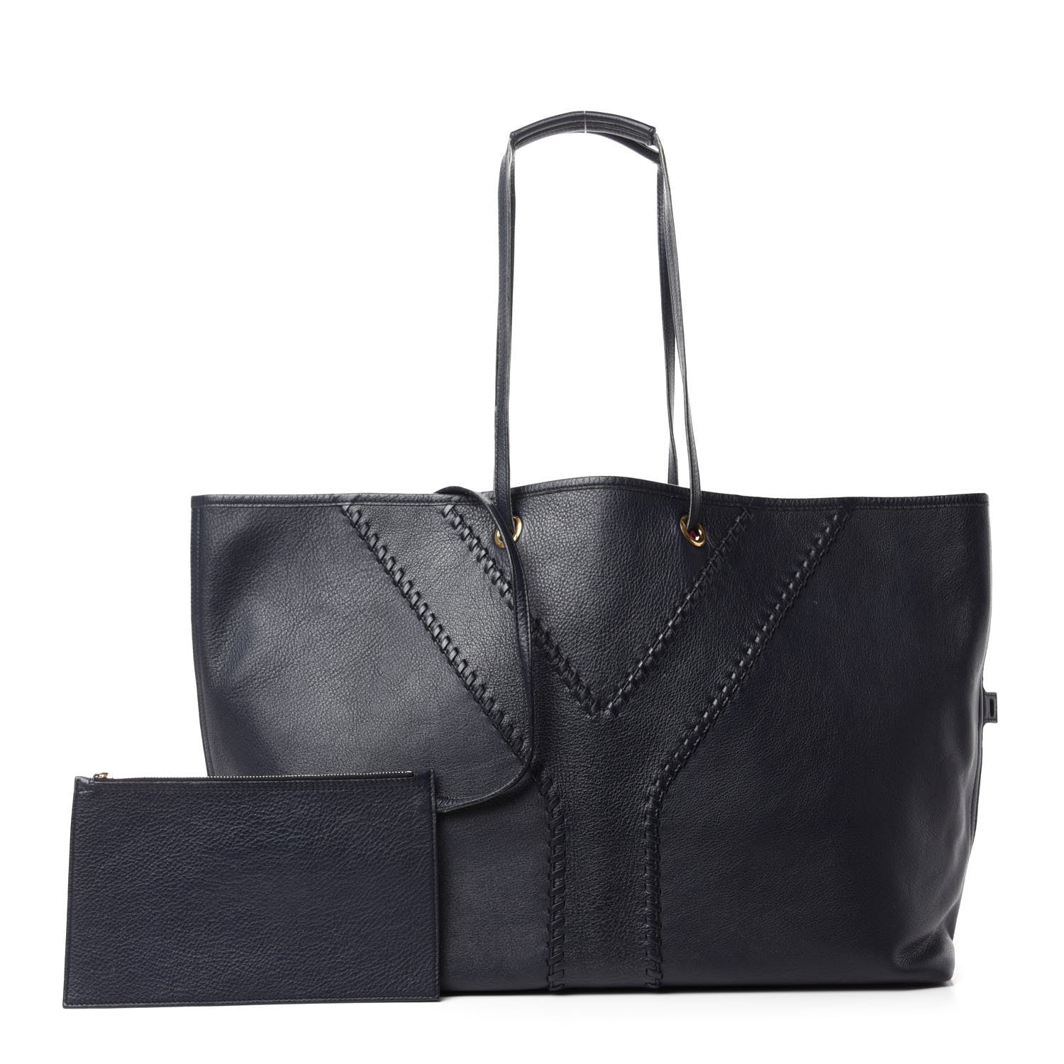 Saint Laurent Calfskin Large Neo Double Reversible Tote Navy 1 of 22