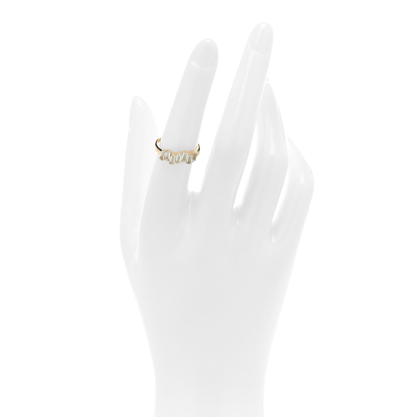 18K Yellow Gold Blue Topaz Amalfi Half Band Ring 51 5.75