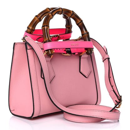Gucci Wonka Grain Calfskin Mini Diana Tote Bag Wild Rose Fuxia Fluo 3 of 13