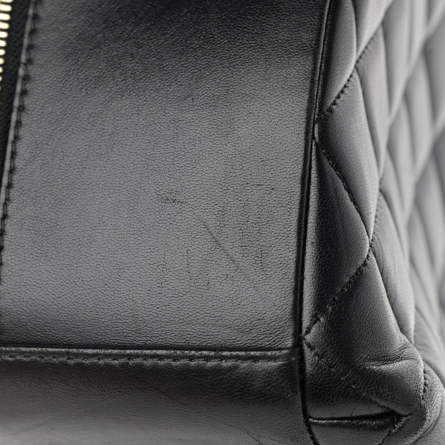 Lambskin Quilted Large Trendy CC Bowling Bag Black