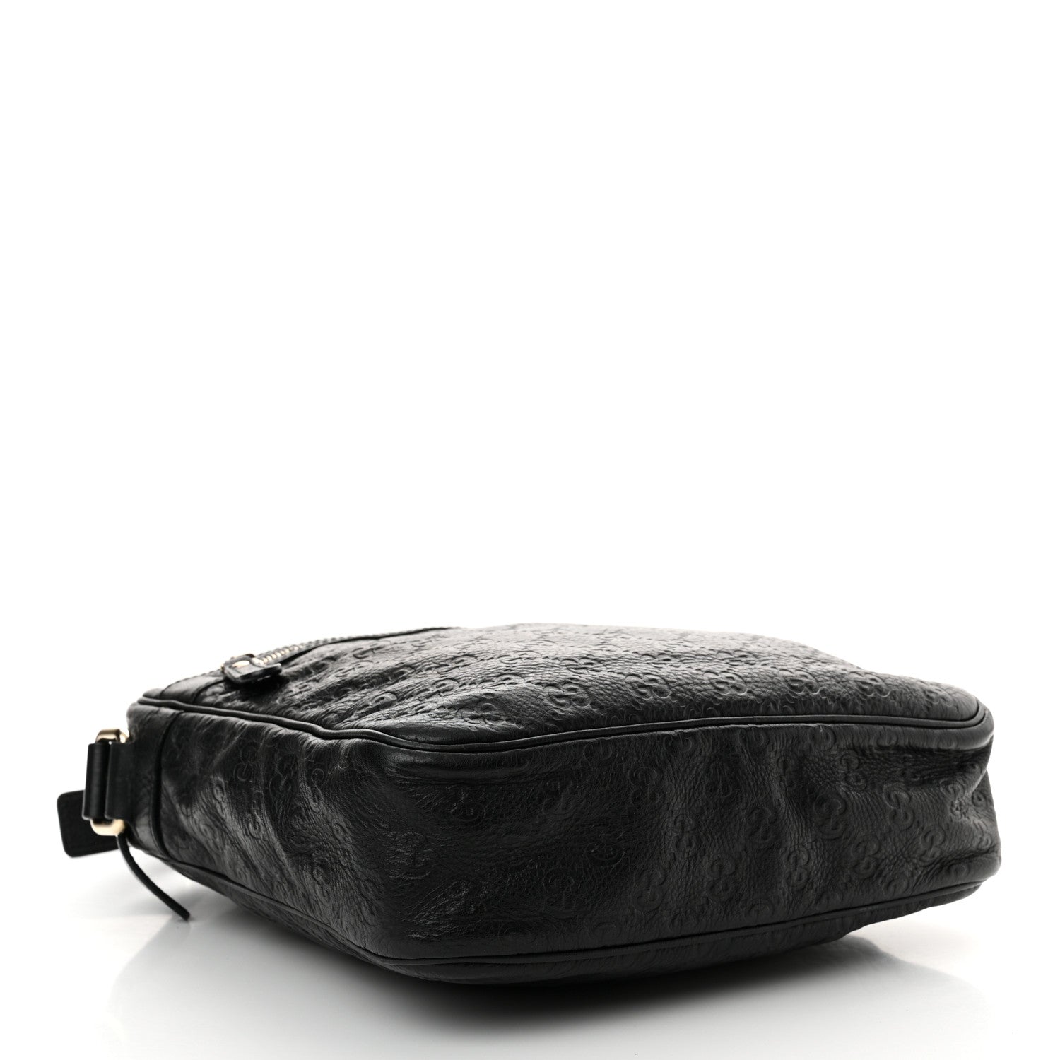 Gucci Guccissima Signature Medium Flat Messenger Bag Black 4 of 15