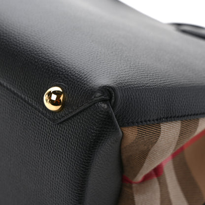 Burberry Derby Calfskin House Check Medium Banner Tote Black 10 of 10