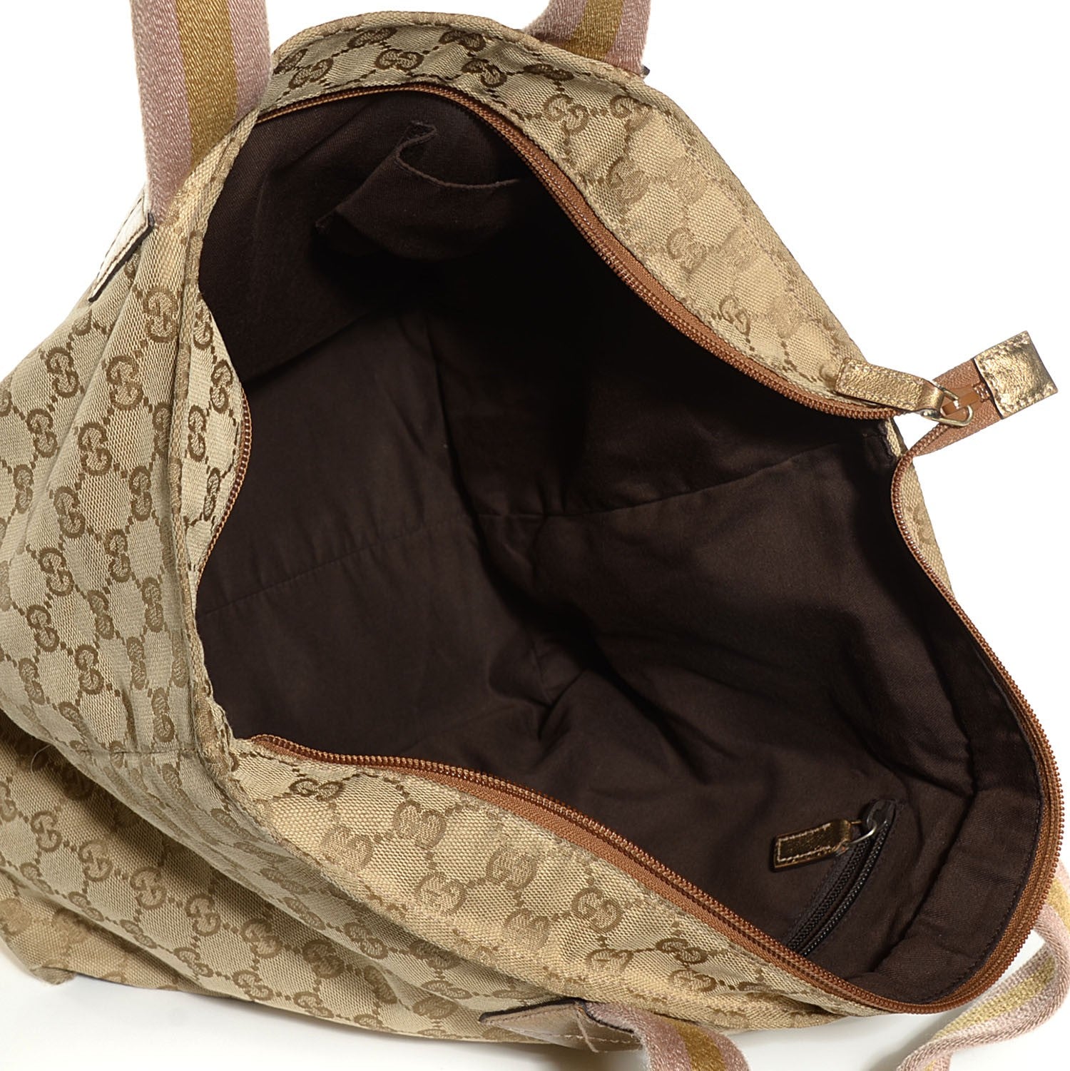 Gucci GG Monogram Large Web Handle Bucket Tote Gold 5 of 9