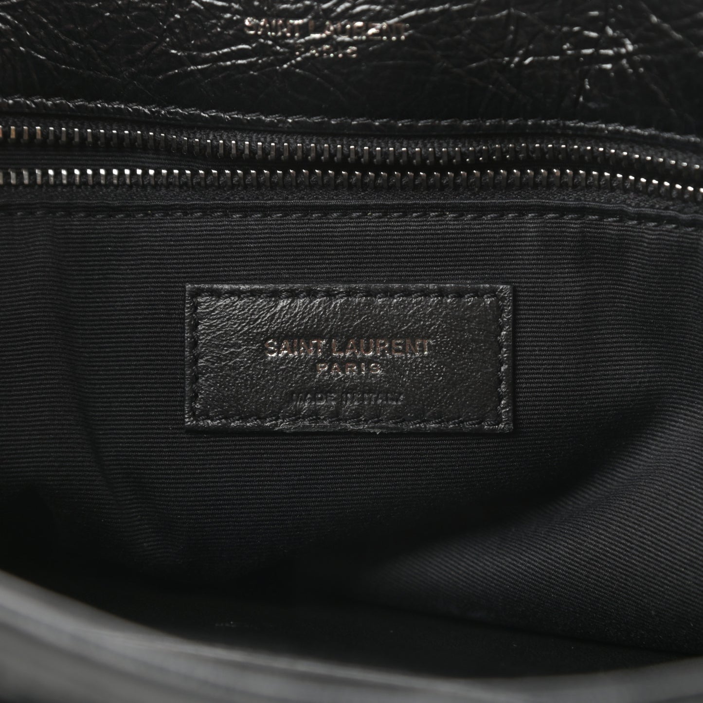 Crinkled Calfskin Matelasse Monogram Large Niki Chain Satchel Black