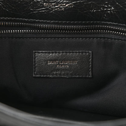 Saint Laurent Crinkled Calfskin Matelasse Monogram Large Niki Chain Satchel Black 13 of 15