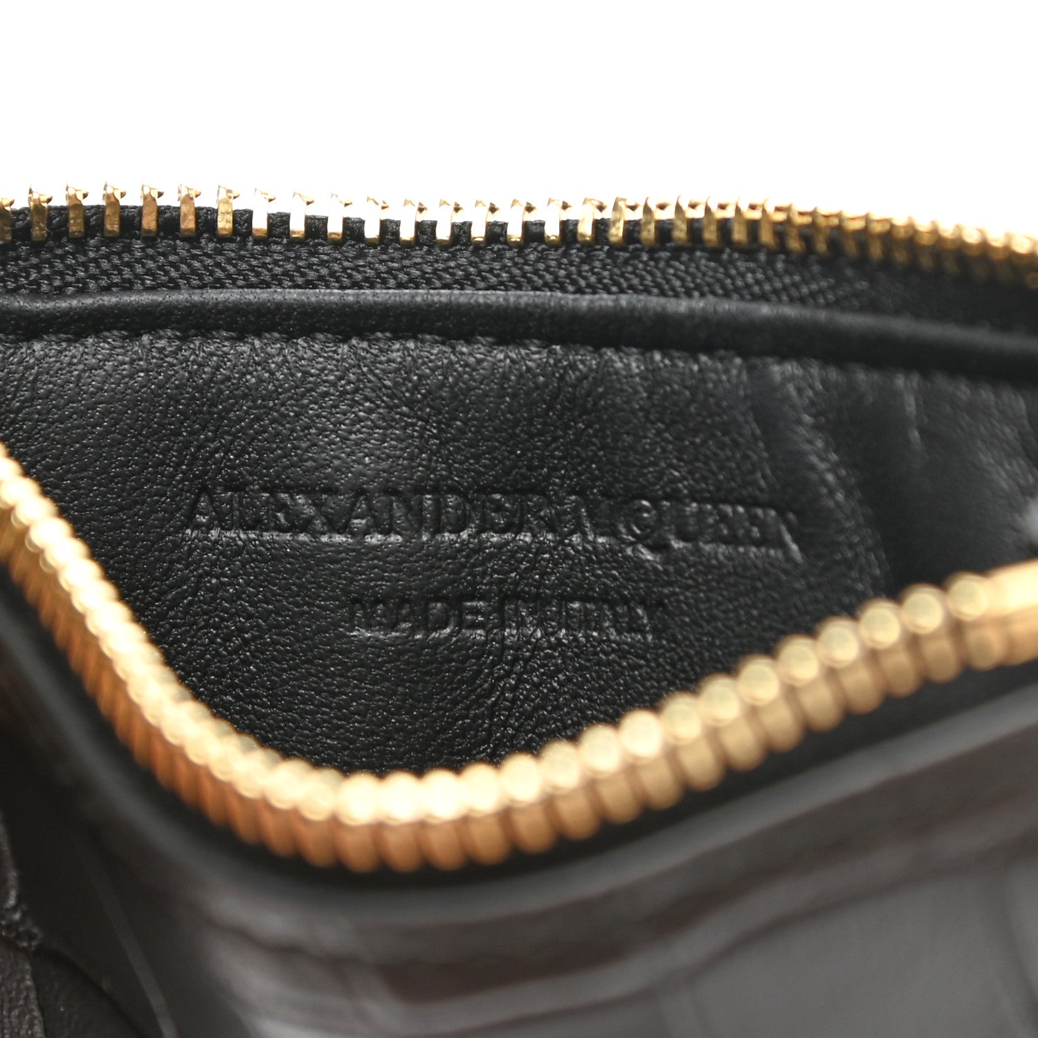 Alexander McQueen Calfskin Crocodile Embossed Card Holder Wallet Black 6 of 8